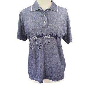 Vintage Northern Treasures Intarsia Knit Golf Polo Shirt Sz M Clubhouse Outdoor
